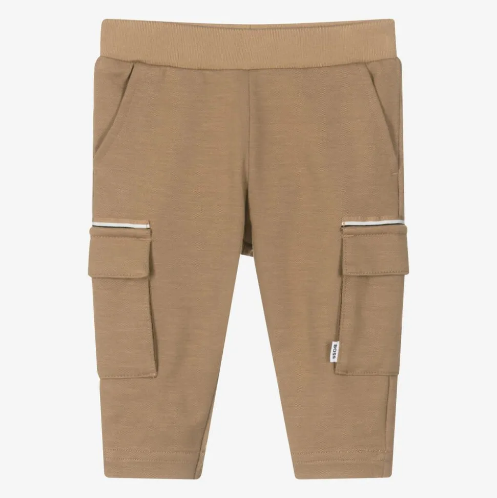 Boys Beige Viscose Cargo Trousers