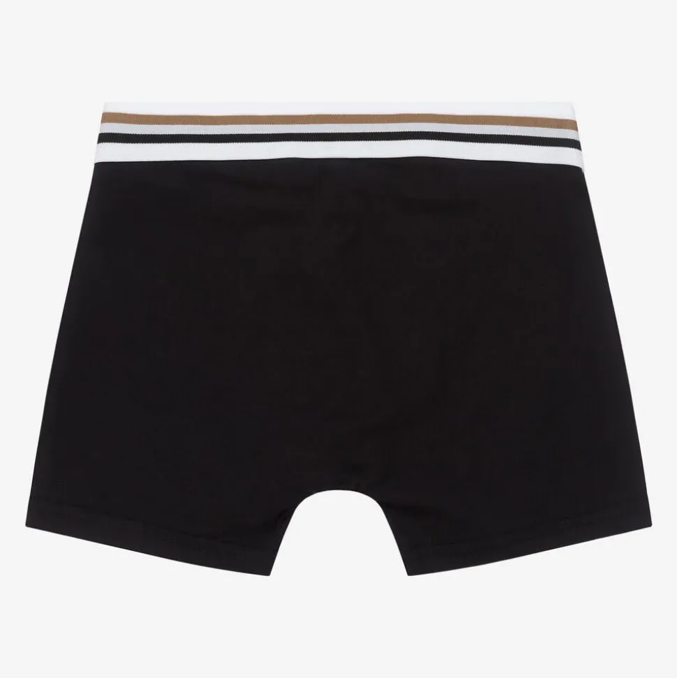 Boys Black & Beige Boxer Shorts (2 Pack)