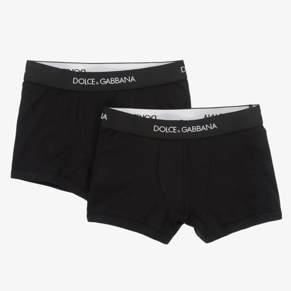 Boys Black Cotton Boxers (2 Pack)