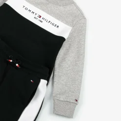 Boys Black Cotton Colourblock Tracksuit