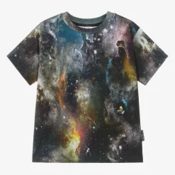 Boys Black Cotton Galaxy T-Shirt