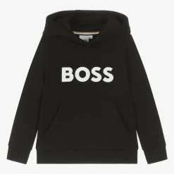Boys Black Cotton Hoodie