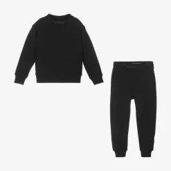 Boys Black Cotton Jersey Tracksuit