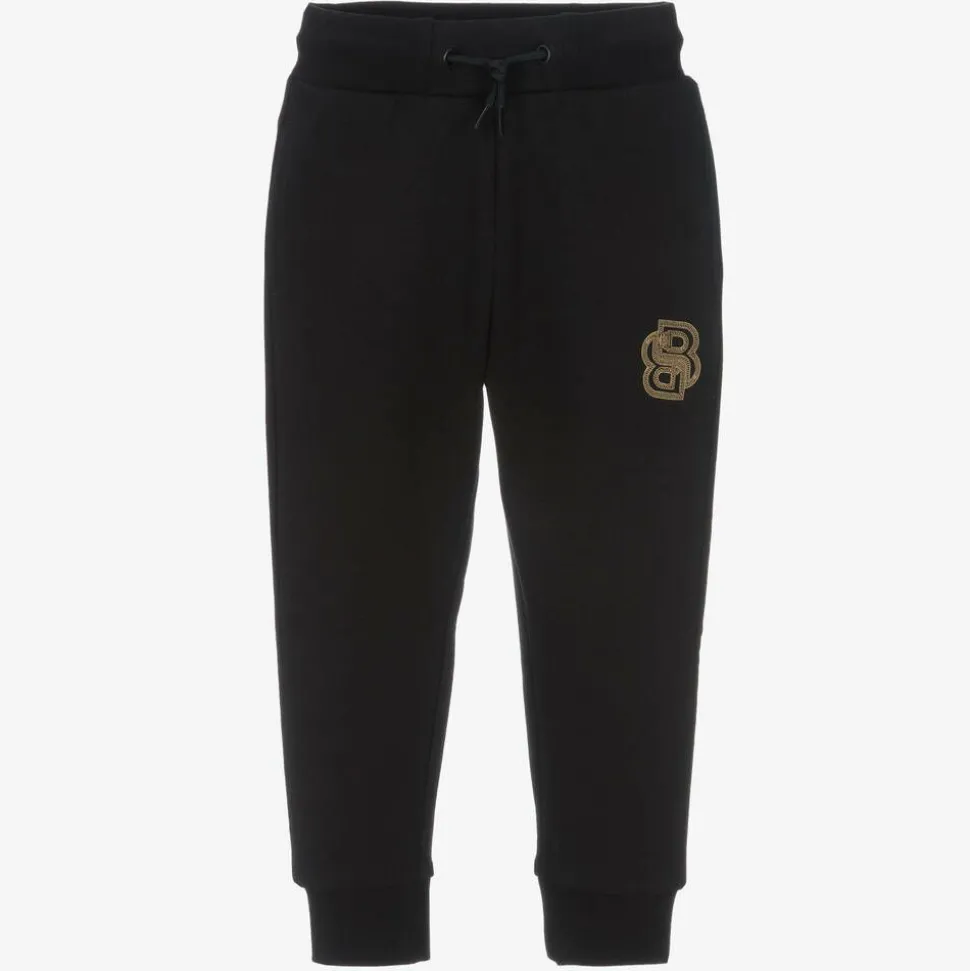 Boys Black Cotton Joggers