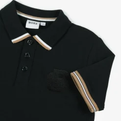 Boys Black Cotton Polo Shirt