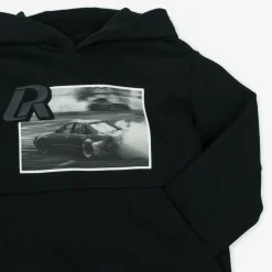 Boys Black Cotton Racing Car Hoodie
