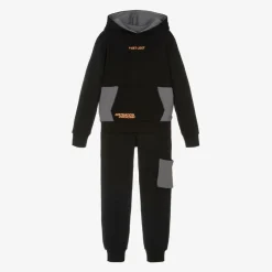 Boys Black Cotton Tracksuit