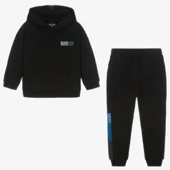 Boys Black Cotton Tracksuit