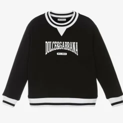 Boys Black Cotton Varsity Sweatshirt