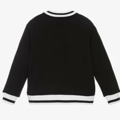 Boys Black Cotton Varsity Sweatshirt
