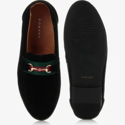 Boys Black Faux Suede Horsebit Loafers