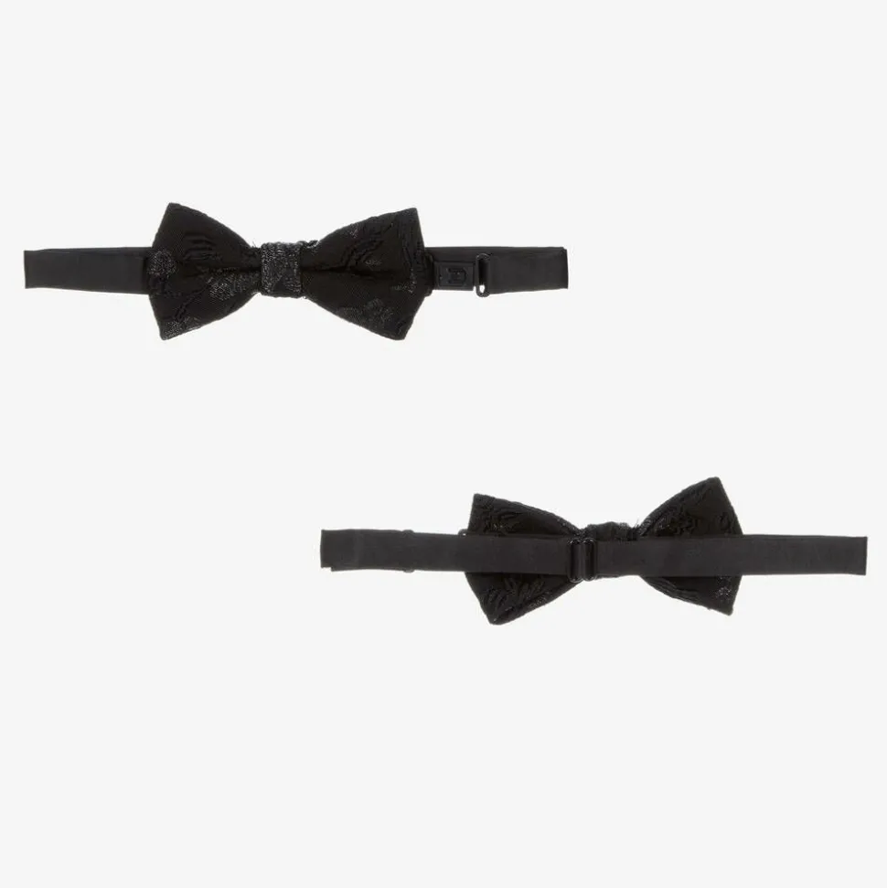 Boys Black Floral Jacquard Suit