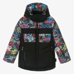 Boys Black Graffiti Print Ski Jacket
