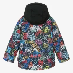 Boys Black Graffiti Print Ski Jacket