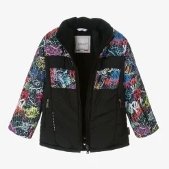 Boys Black Graffiti Print Ski Jacket