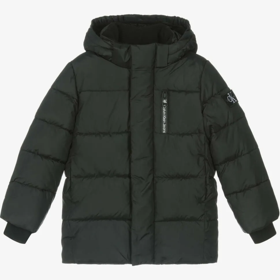 Boys Black Hooded Puffer Jacket