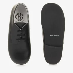 Boys Black Lace-Up Leather Shoes