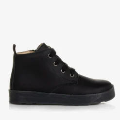 Boys Black Leather Ankle Boots