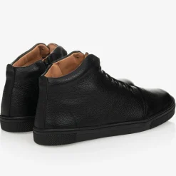 Boys Black Leather Ankle Boots