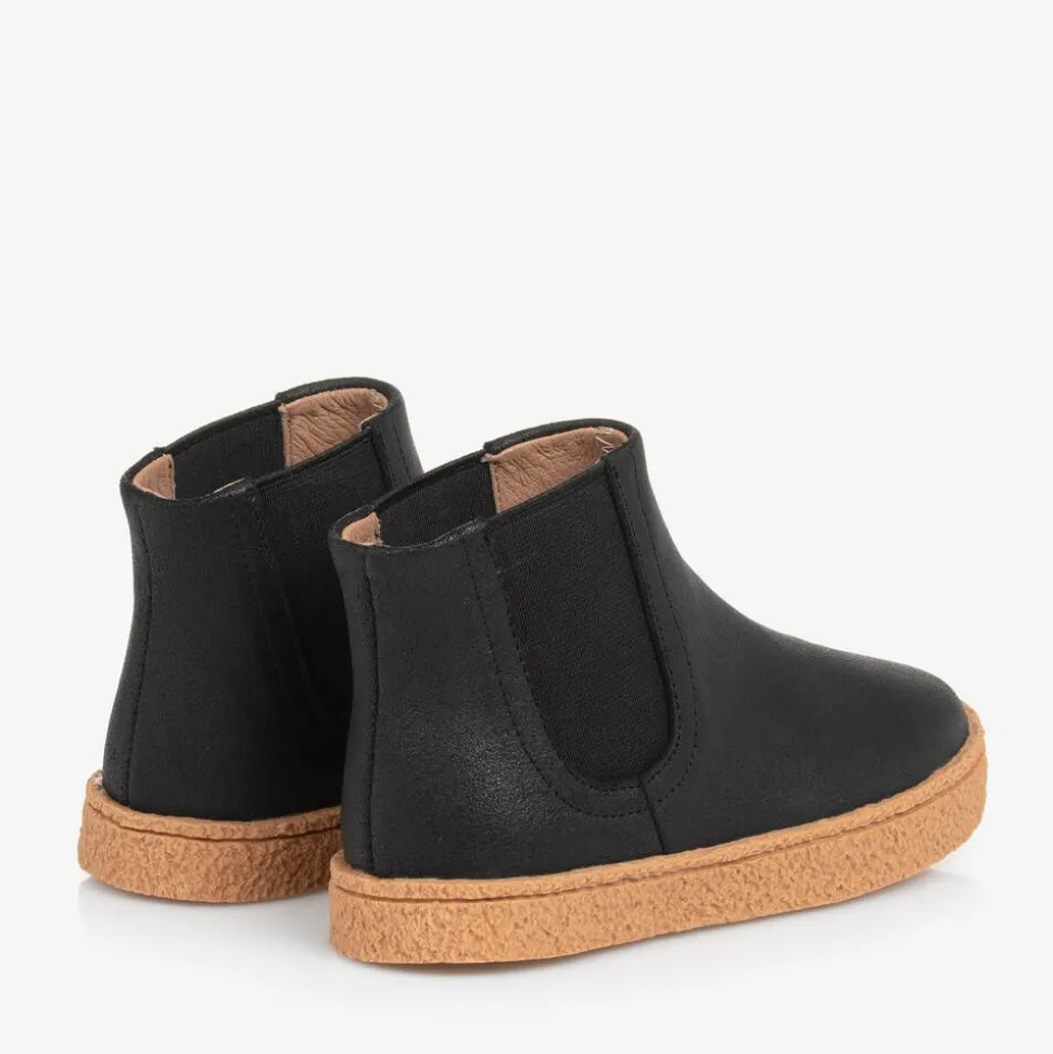 Boys Black Leather Ankle Boots