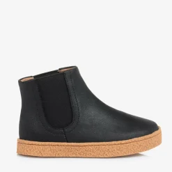 Boys Black Leather Ankle Boots