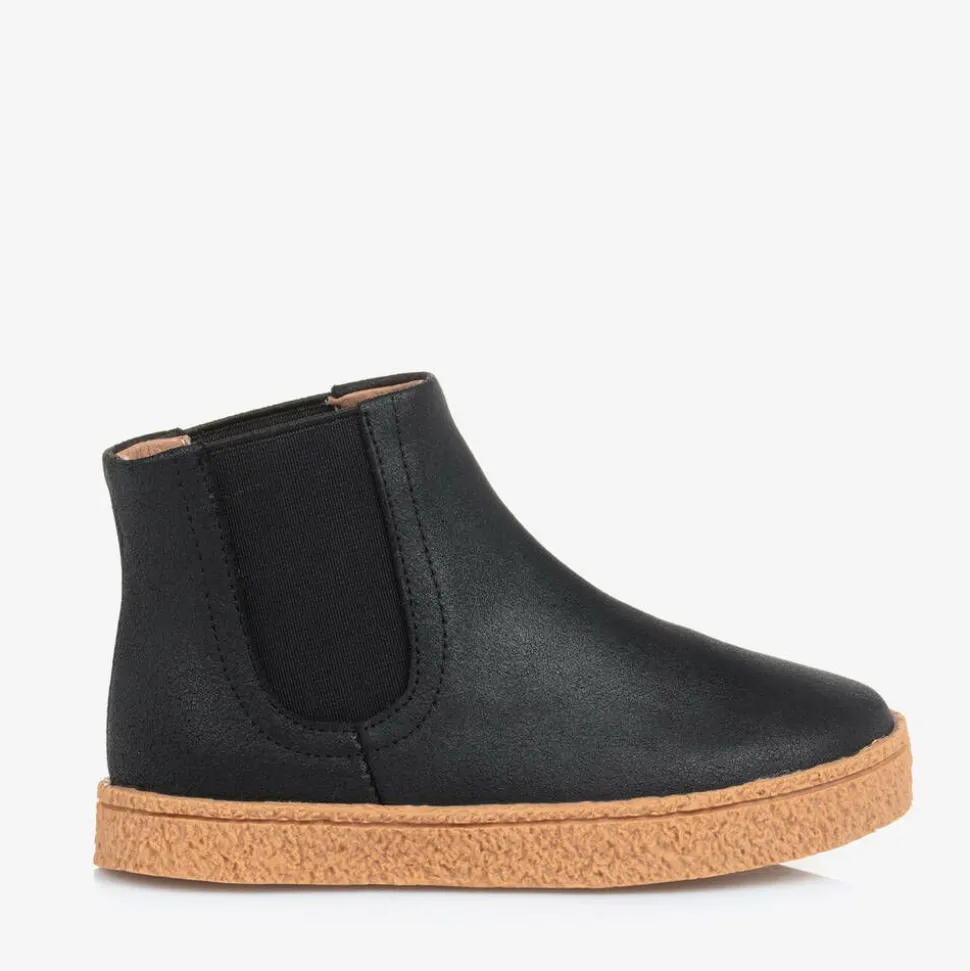Boys Black Leather Ankle Boots