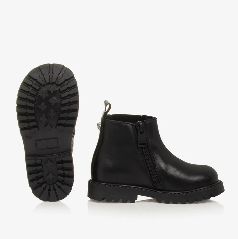 Boys Black Leather Chelsea Boots