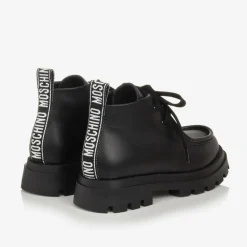 Boys Black Leather Moccasin Toe Boots