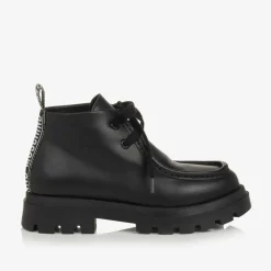 Boys Black Leather Moccasin Toe Boots