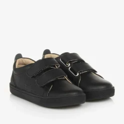 Boys Black Leather Trainers