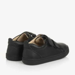 Boys Black Leather Trainers