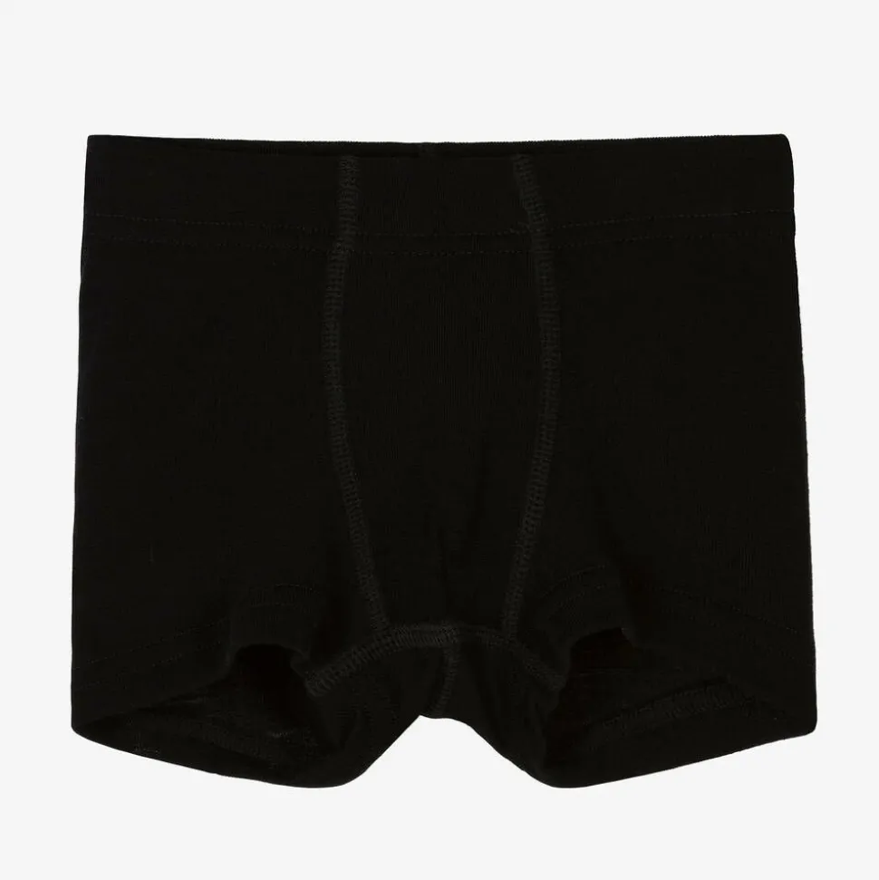 Boys Black Merino Wool & Silk Boxers