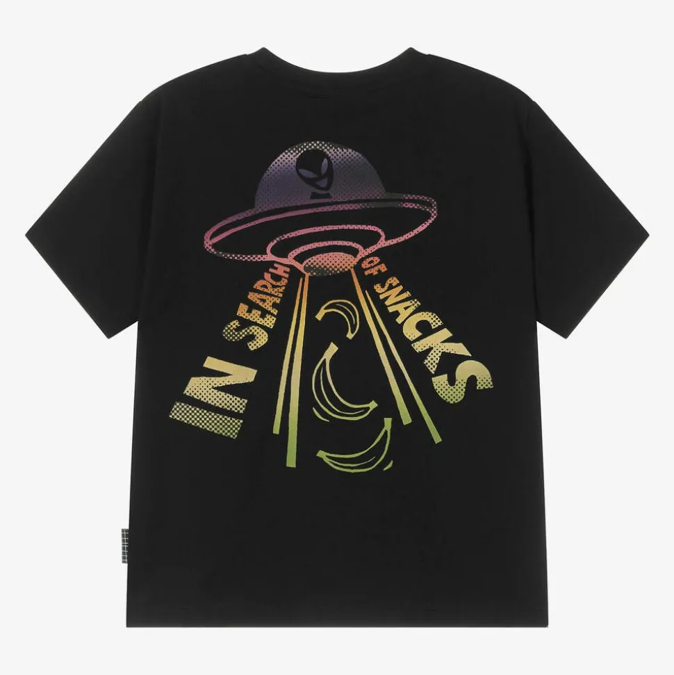 Boys Black Organic Cotton UFO T-Shirt
