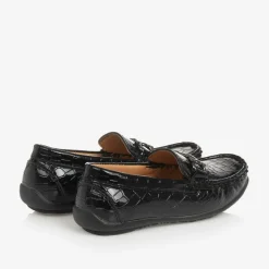 Boys Black Patent Horsebit Loafers