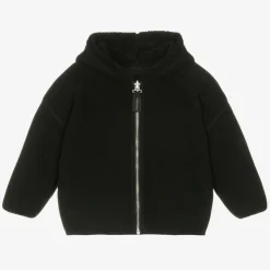 Boys Black Reversible Fleece Zip-Up Hoodie