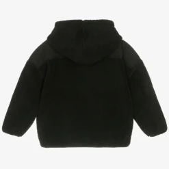 Boys Black Reversible Fleece Zip-Up Hoodie