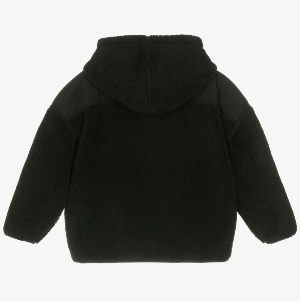 Boys Black Reversible Fleece Zip-Up Hoodie