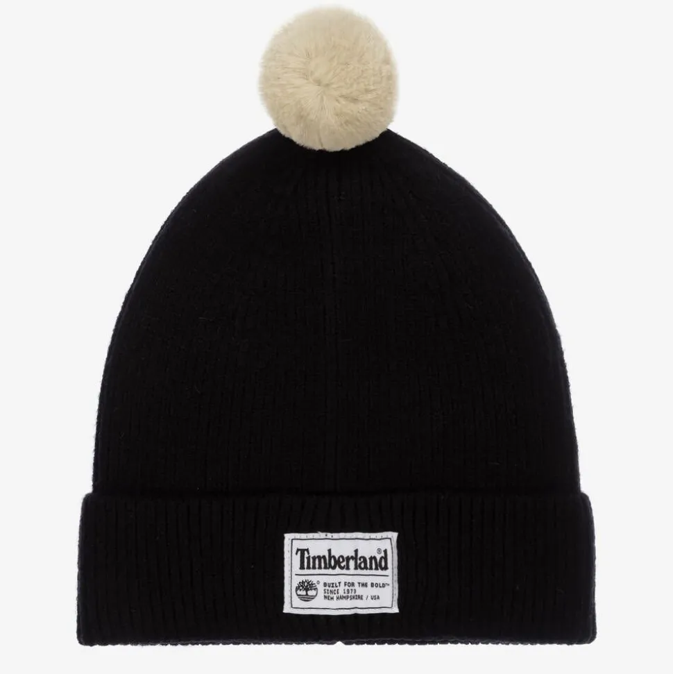 Boys Black Ribbed Beanie Hat