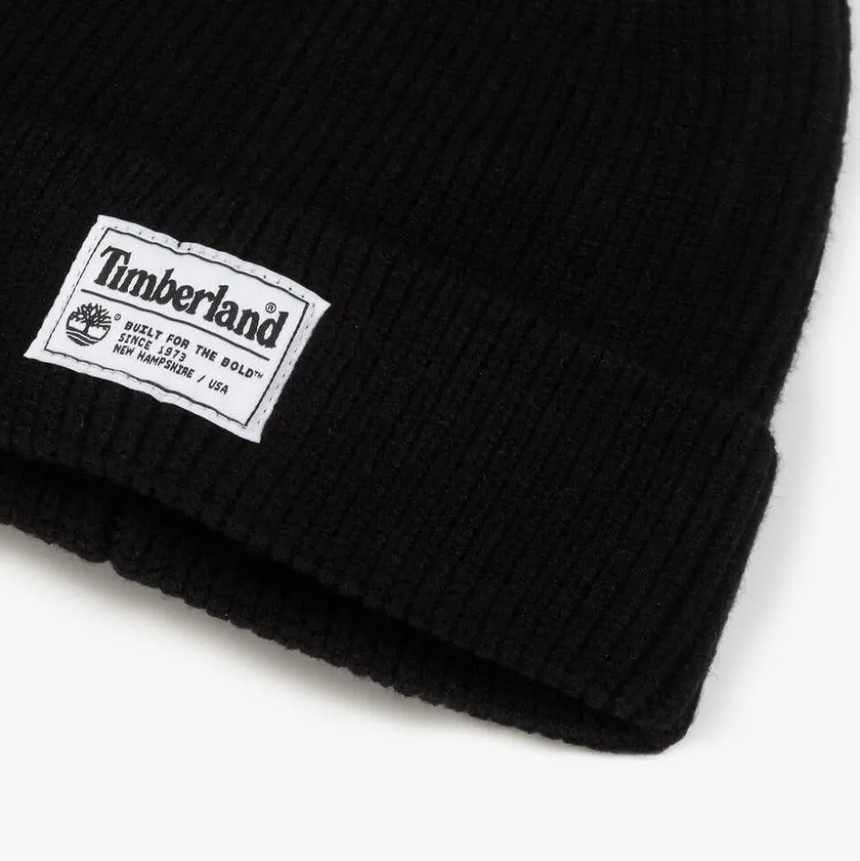 Boys Black Ribbed Beanie Hat