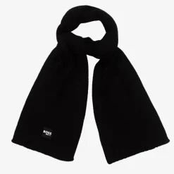 Boys Black Ribbed Knit Scarf