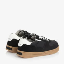 Boys Black Suede Leather Trainers
