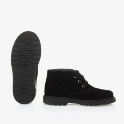 Boys Black Suede Leather Ankle Boot