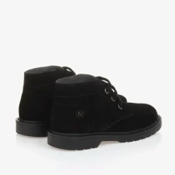 Boys Black Suede Leather Ankle Boot