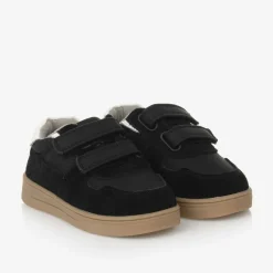 Boys Black Suede Leather Trainers