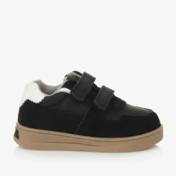 Boys Black Suede Leather Trainers