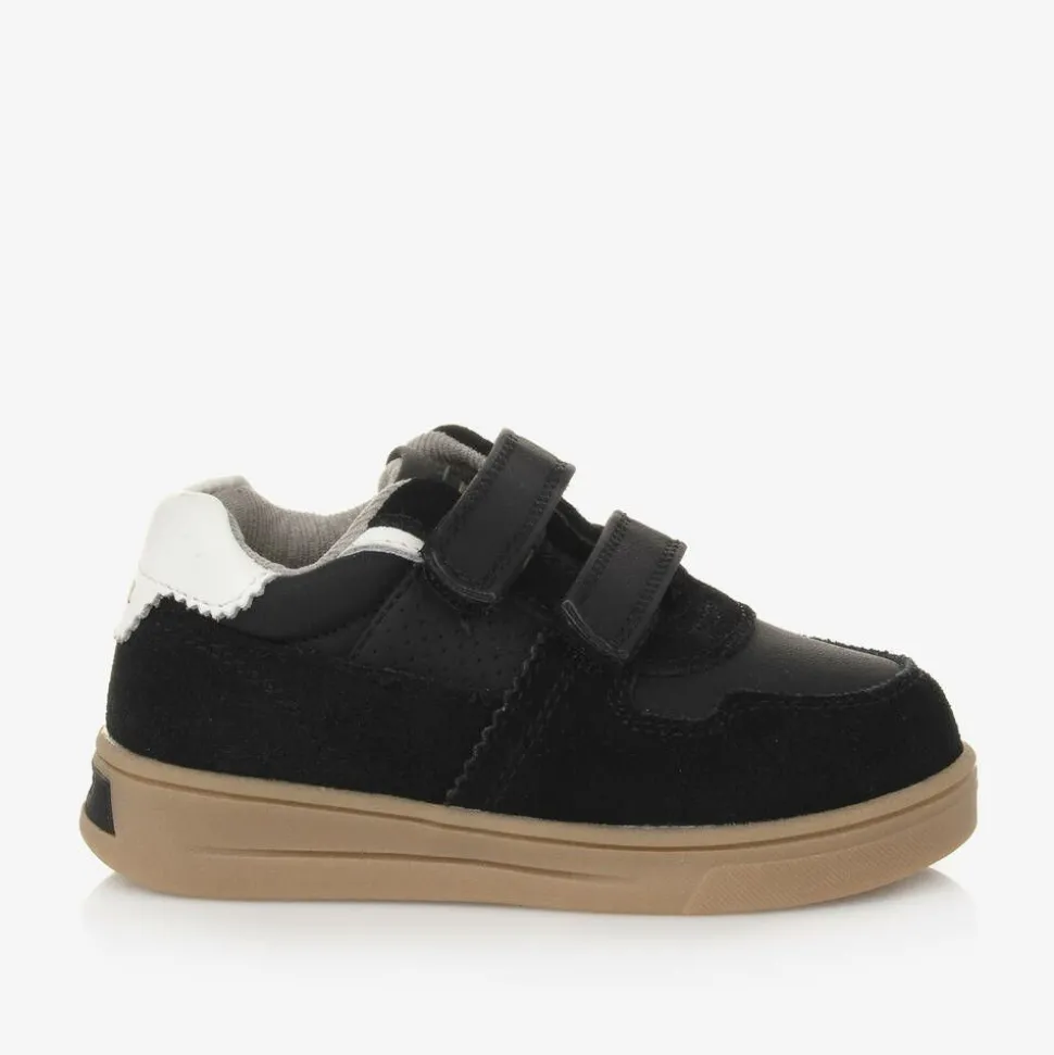 Boys Black Suede Leather Trainers