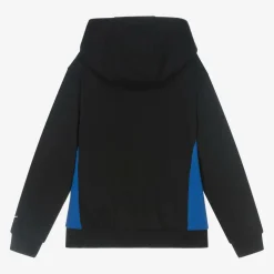 Boys Black Swoosh Logo Cotton Hoodie