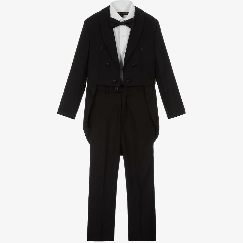 Boys Black Tailcoat Tuxedo Suit
