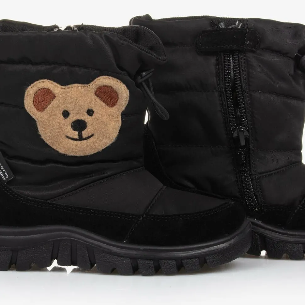 Boys Black Teddy Bear Snow Boots
