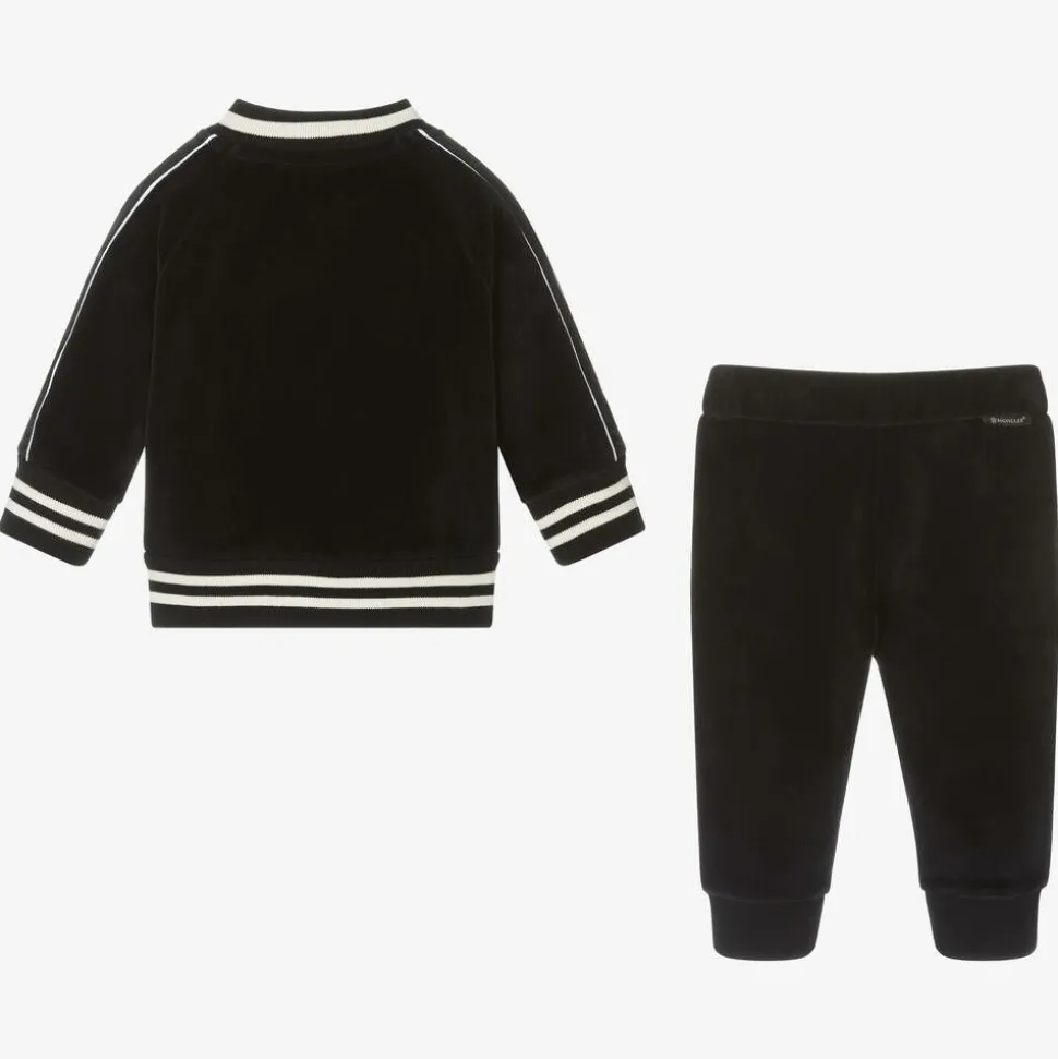Boys Black Velour Tracksuit